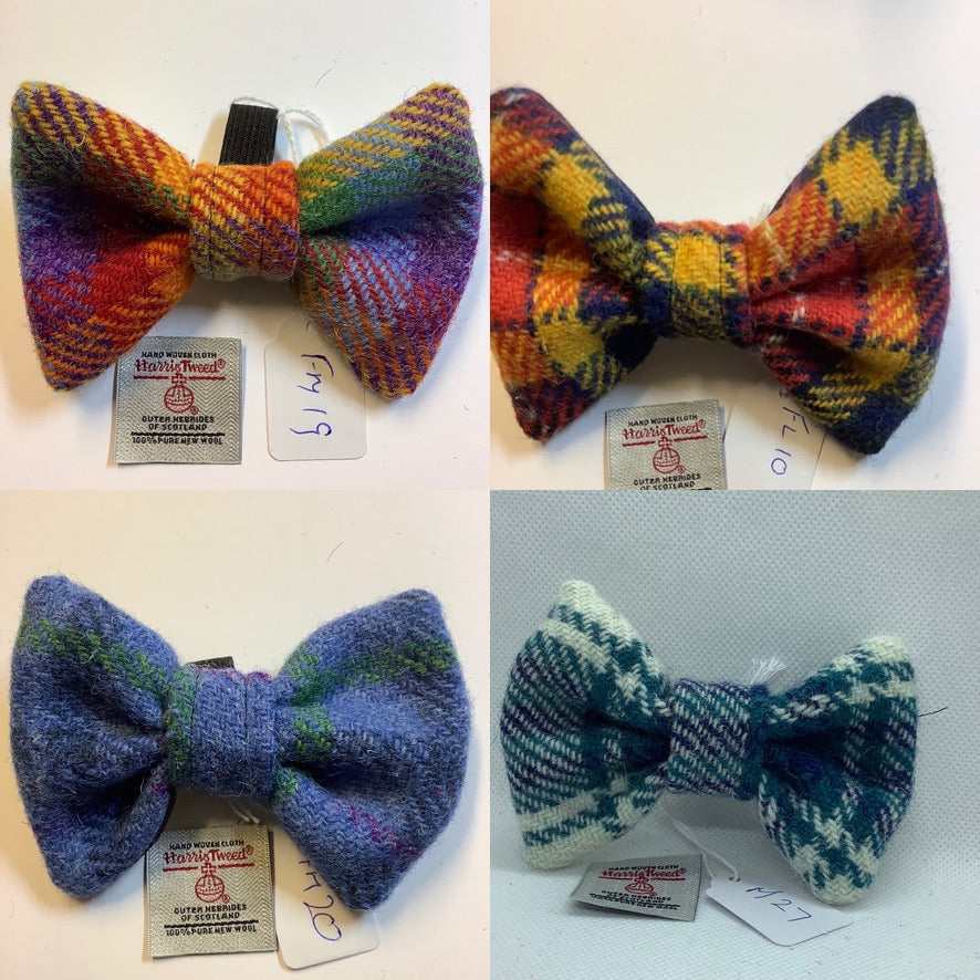 Selection of Large size Harris tweed dog bow ties.