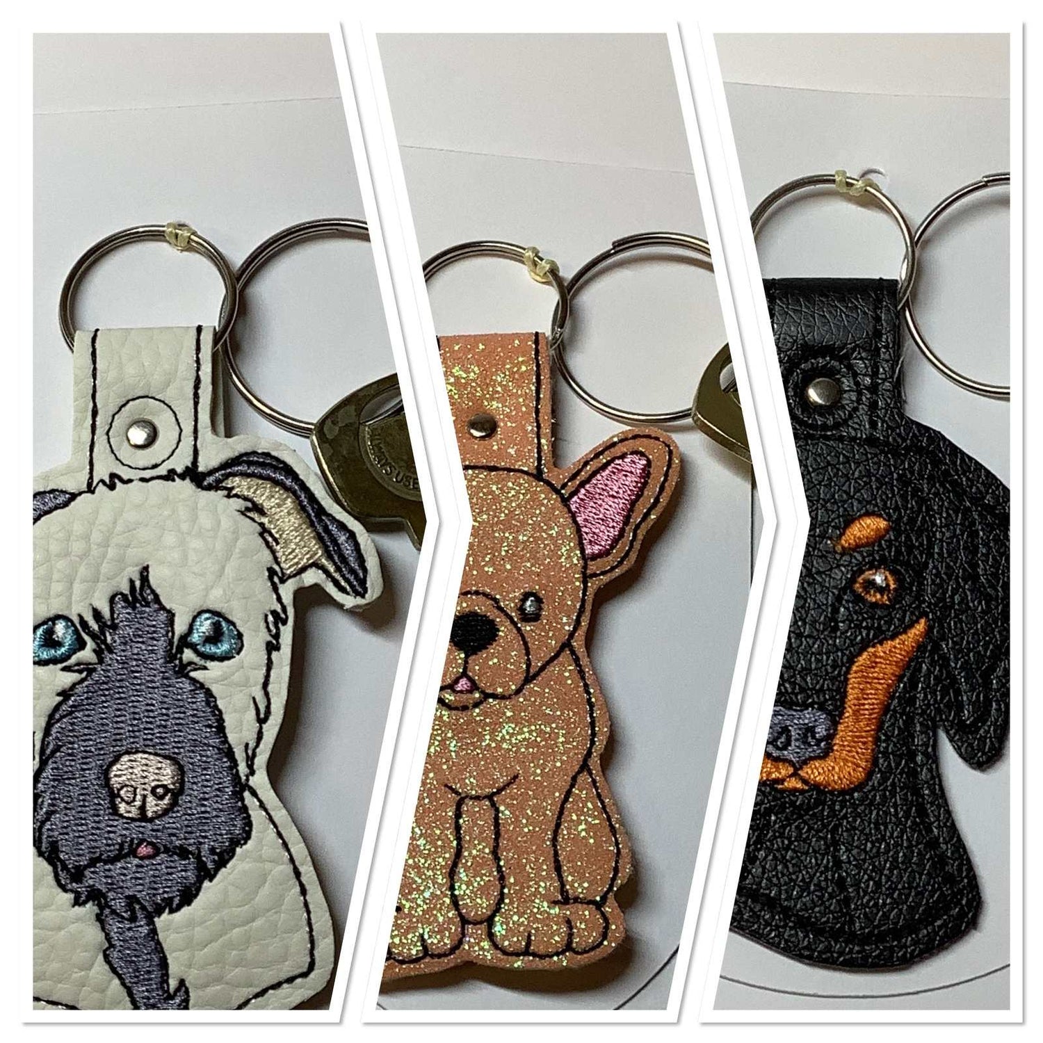 Selection of Faux Leather dog keyrings 