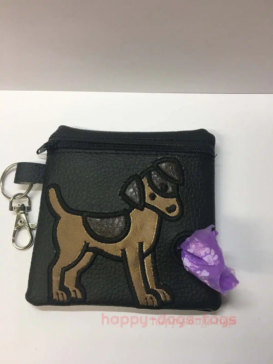 Black Embroidered Jack Russell Dog poo bag dispenser