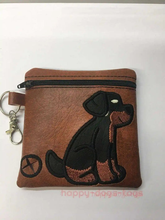 Brown Rottweiler sitting embroidered Dog poo bag dispenser