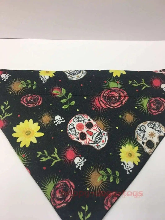 Black Dog bandana with candy sculls and flowers