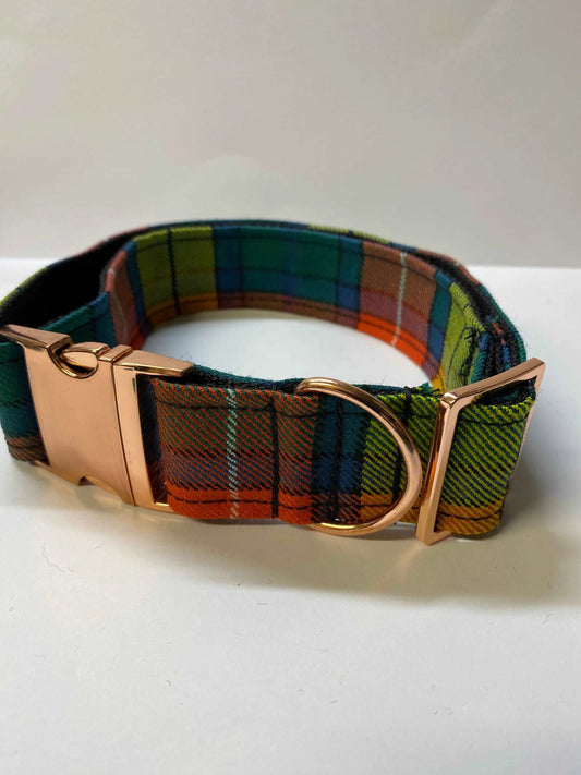 Extra Large Tartan Dog Collar Multi Colour Tartan - happy-dogs-togs