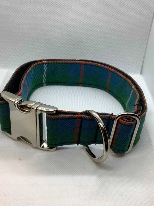 Extra Large Tartan Dog Collar in Green - happy-dogs-togs