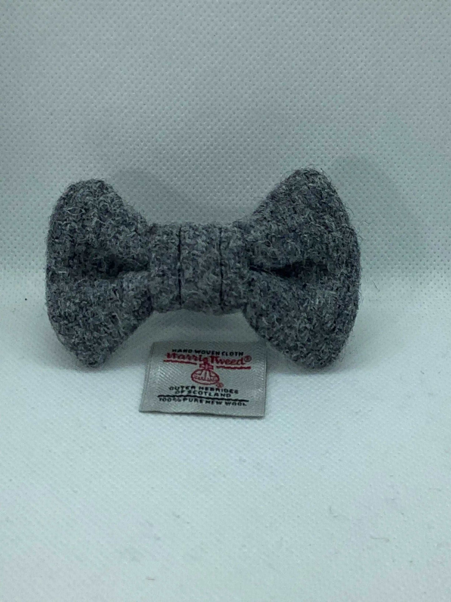 Grey Harris Tweed small dog bow tie - happy-dogs-togs