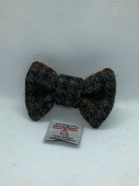 Grey and Black Check Harris Tweed Dog  bow tie - happy-dogs-togs