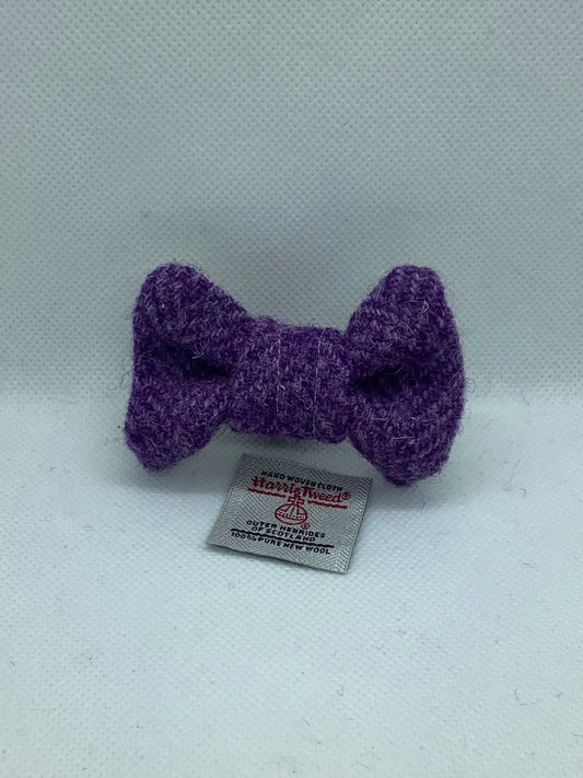 Harris Tweed Dog bow tie in Purple Herringbone - happy-dogs-togs