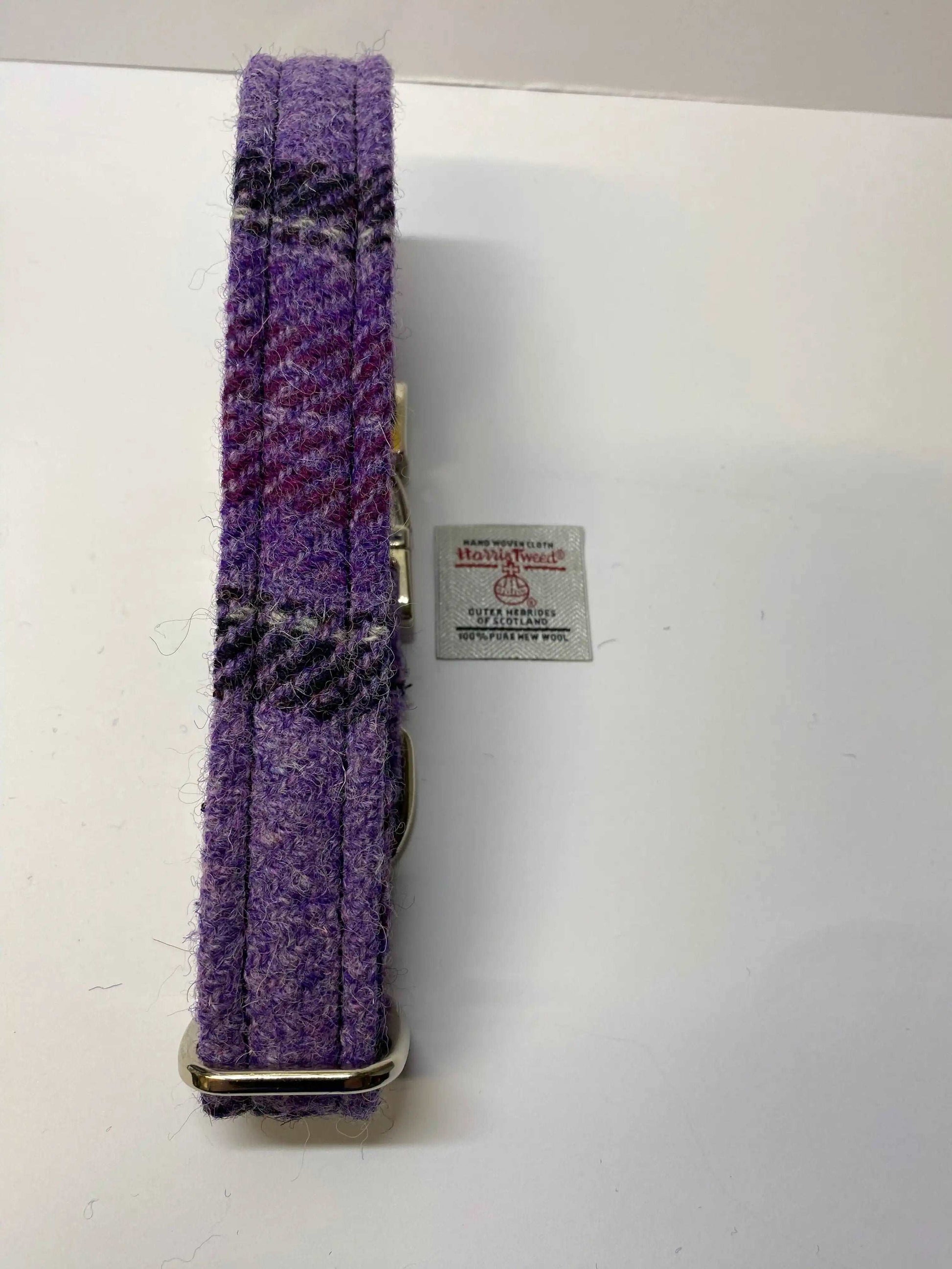Harris Tweed Dog Collar Purple Check