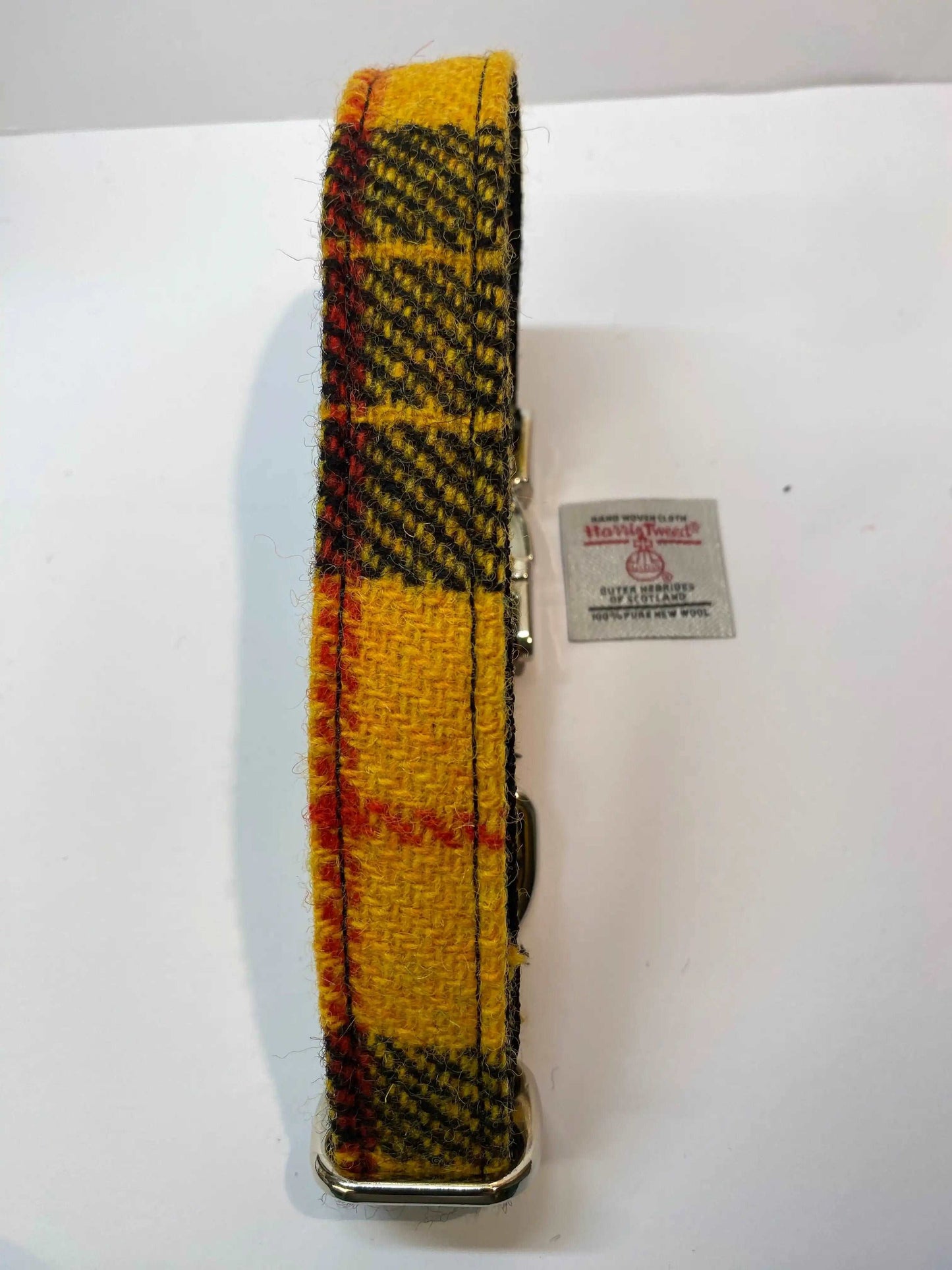 Harris Tweed Dog Collar Yellow ,Black and Red Check