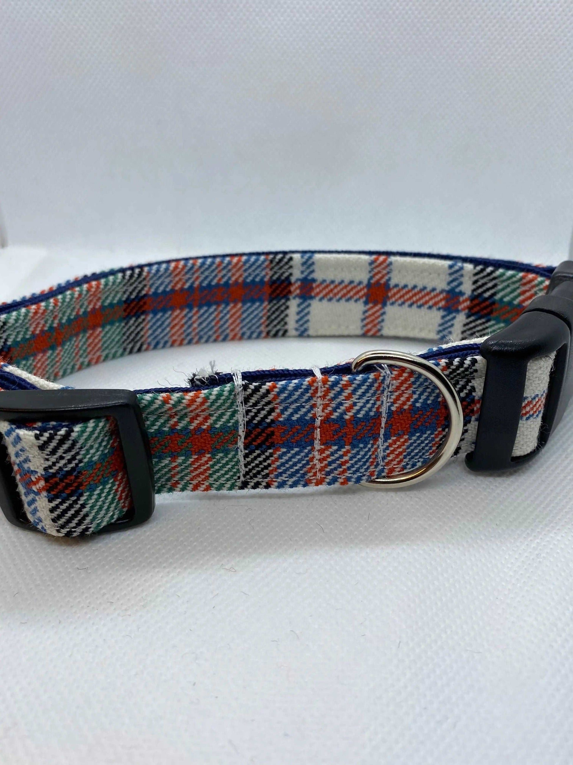 SCOTTISH TARTAN DOG COLLAR White,Red and BLUE