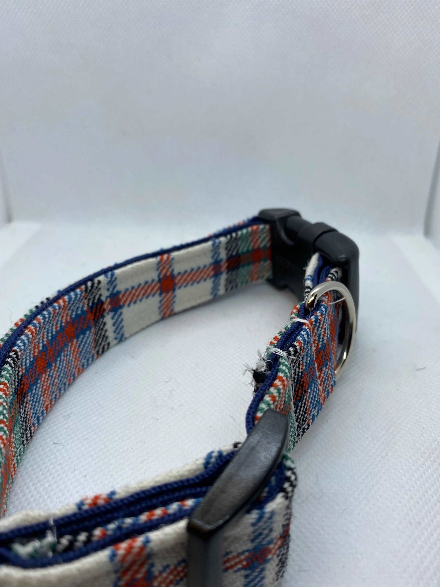 DOG COLLAR White,Red and  BLUE ,SCOTTISH TARTAN