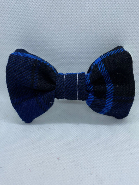 Navy blue with Blue Tartan Dog Bow Tie ,Medium size