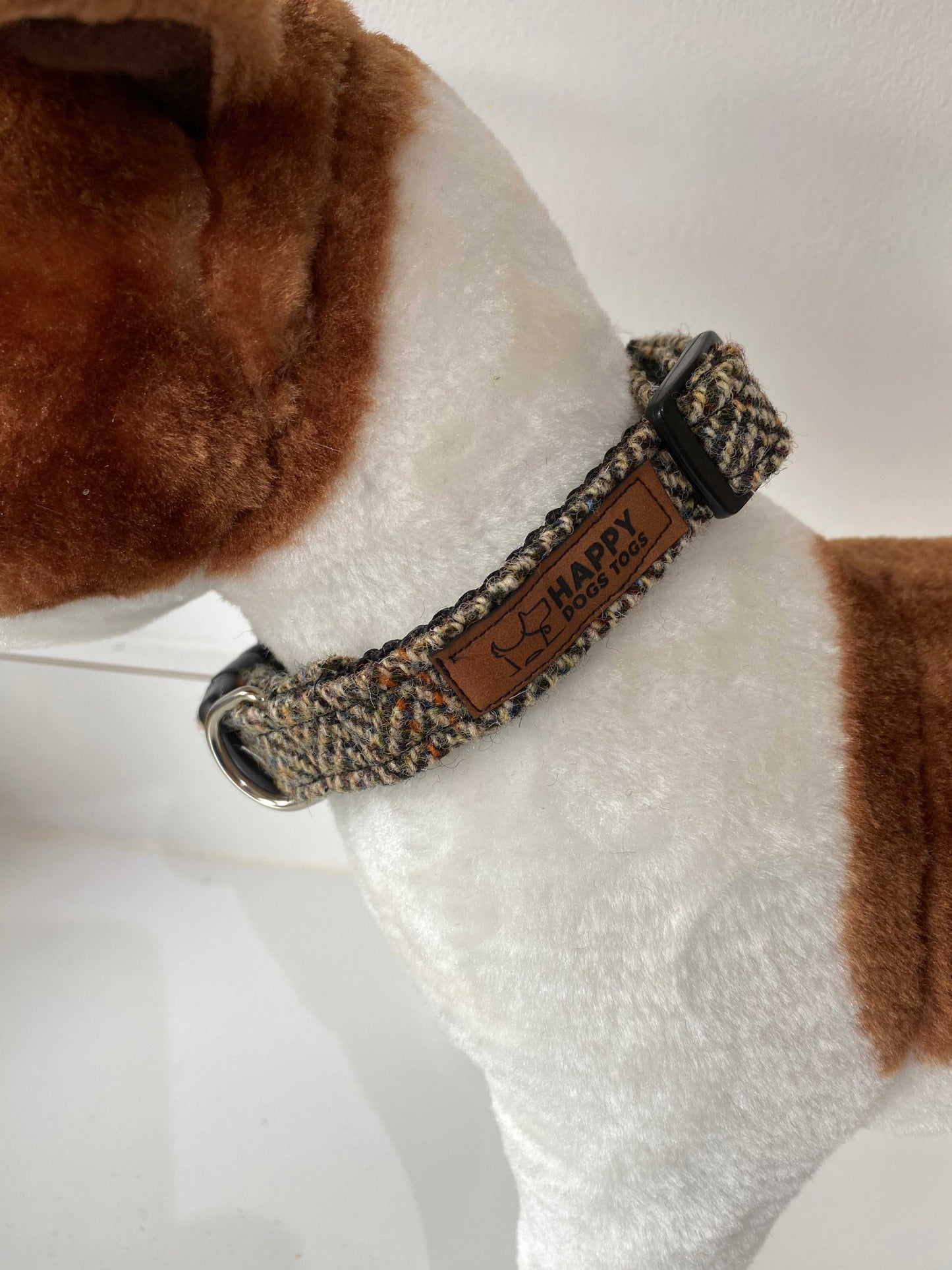 Brown and Fawn Herringbone Harris Tweed Dog Collar