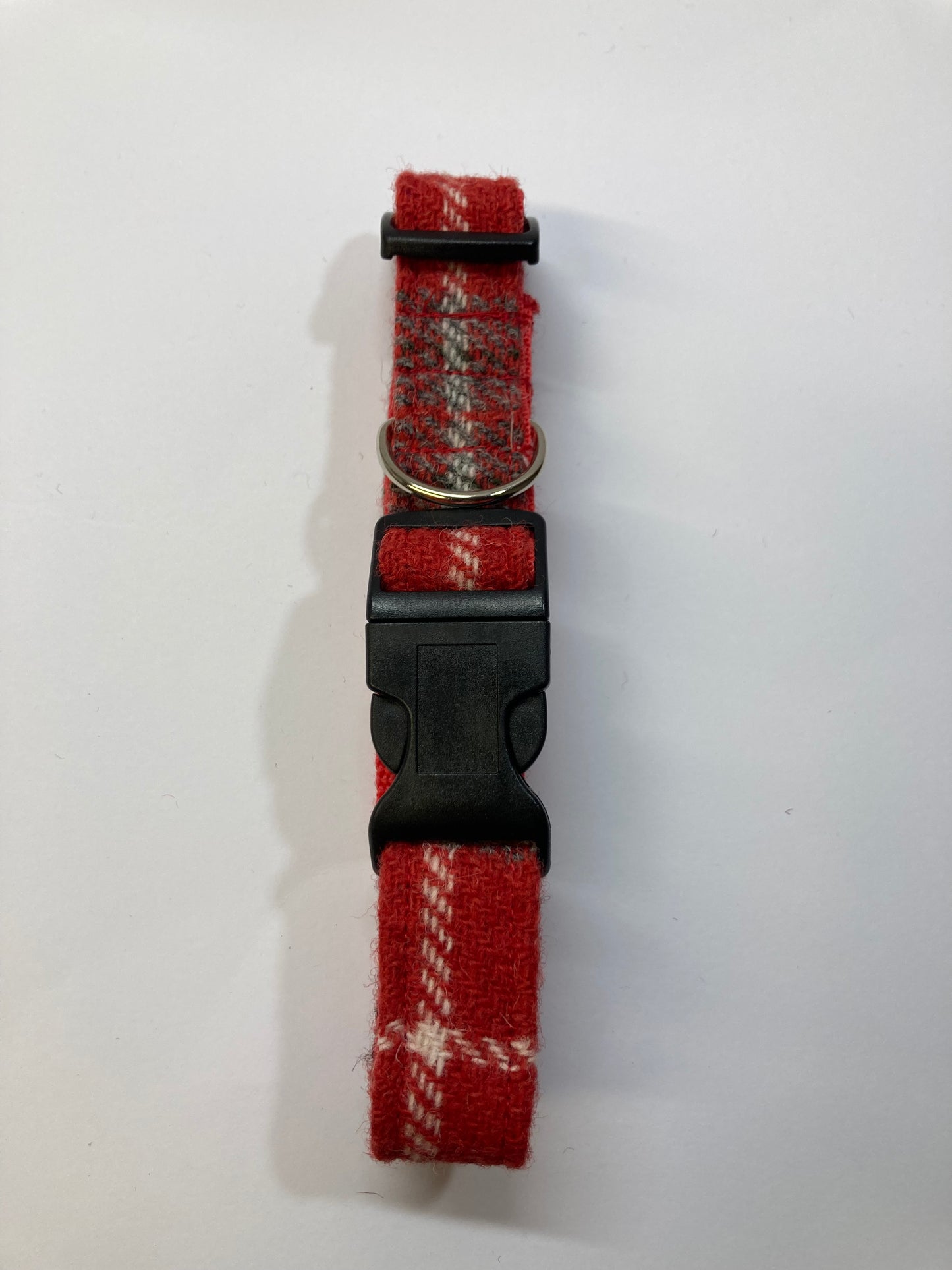 Harris Tweed Dog Collar Red check Top View