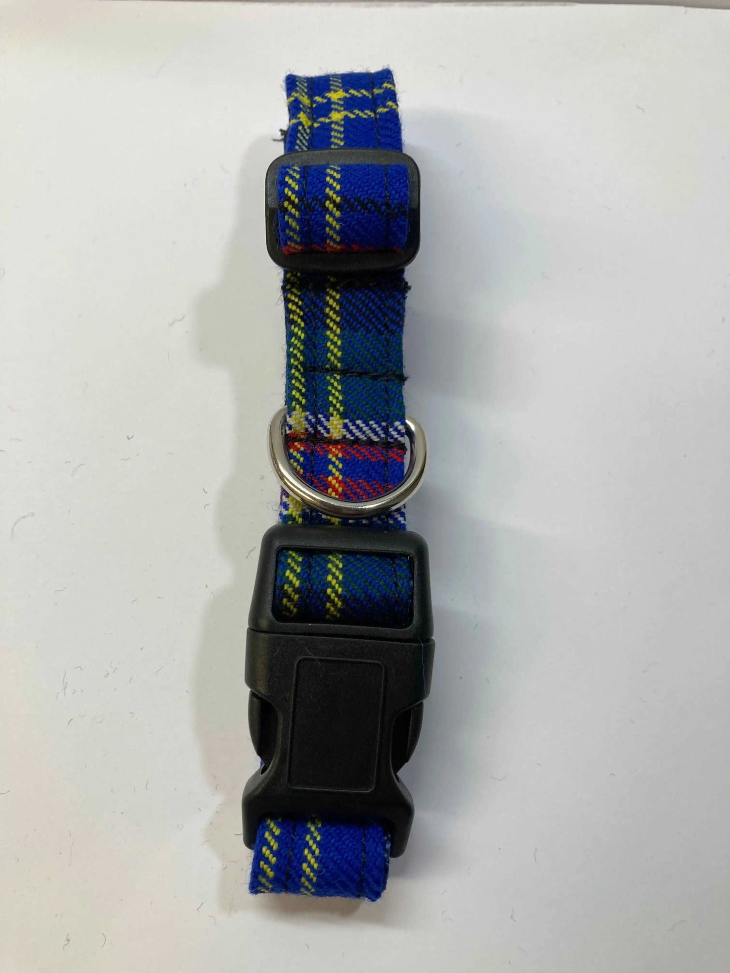 Scottish Tartan Dog Collar Royal Blue with Red ,White Check Tartan