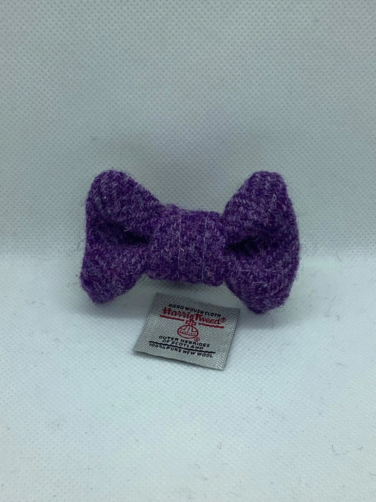 Harris Tweed Dog bow tie in Purple Herringbone  