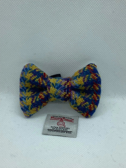 Harris Tweed Dog bow tie in Multi Colour Houndstooth