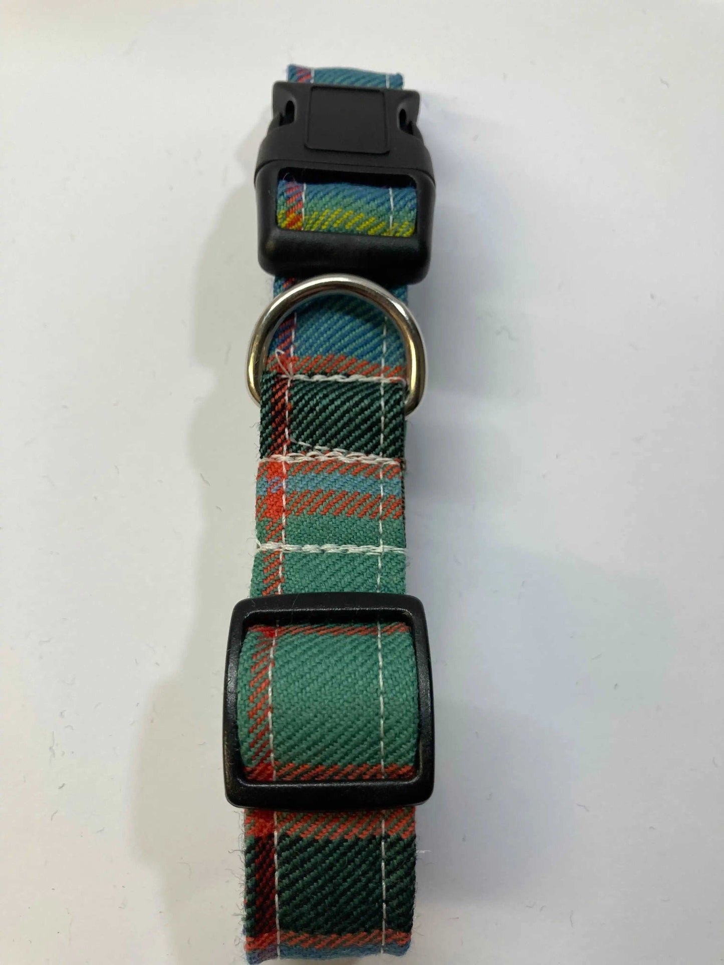 SCOTTISH  TARTAN DOG COLLAR GREEN with RED CHECK - happy-dogs-togs