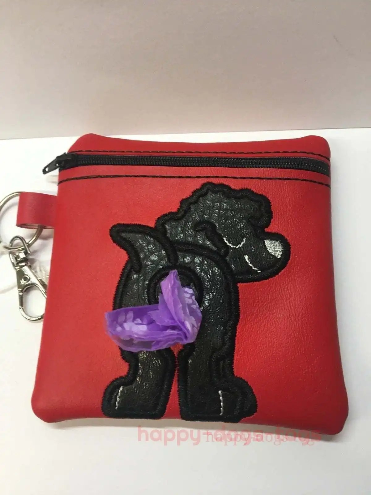 Red Embroidered Cockapoo Dog poo bag dispenser