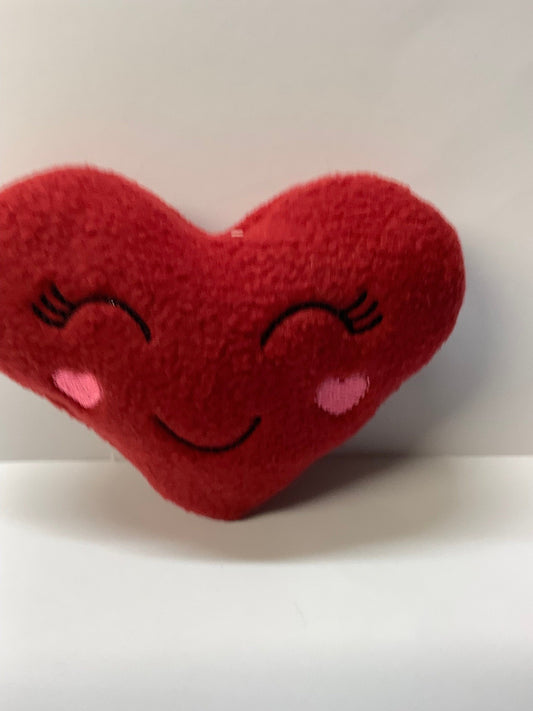 Dark Red Heart, Embroidered Face handcrafted dog toy