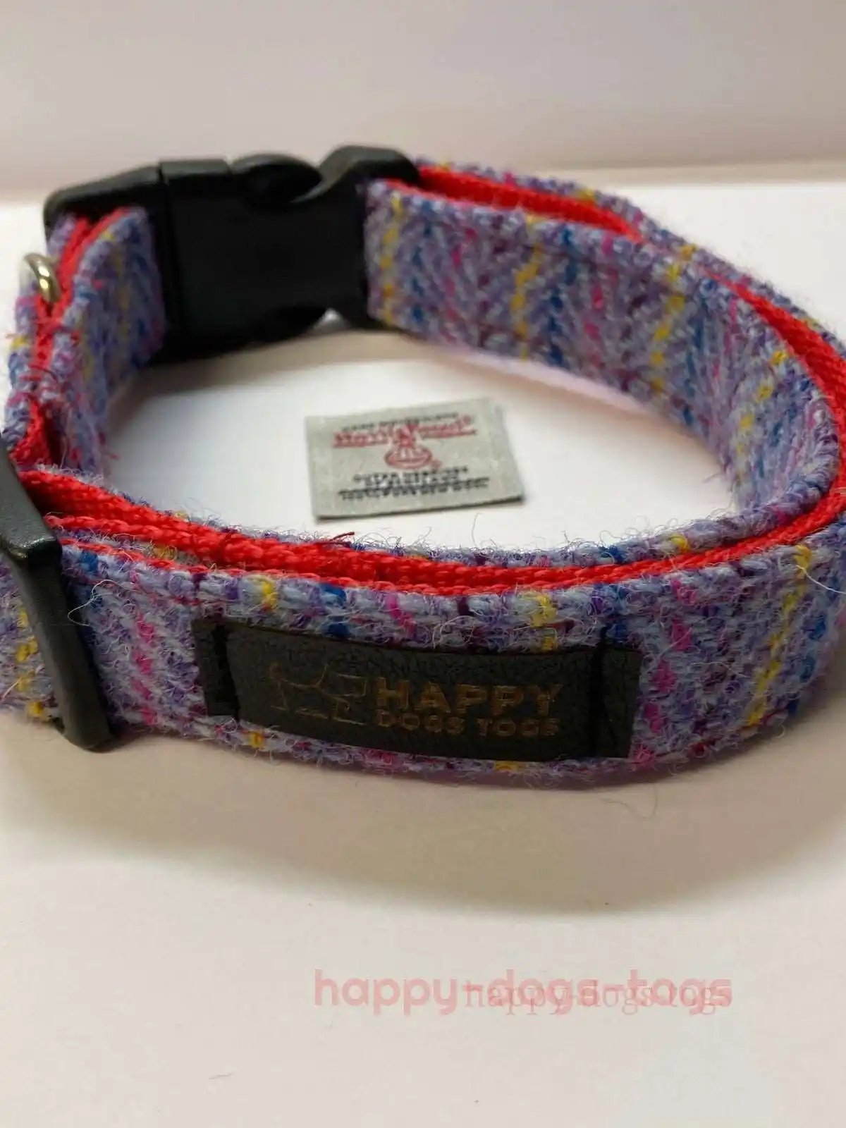 Harris Tweed Dog Collar, Lilac Pastel Stripe