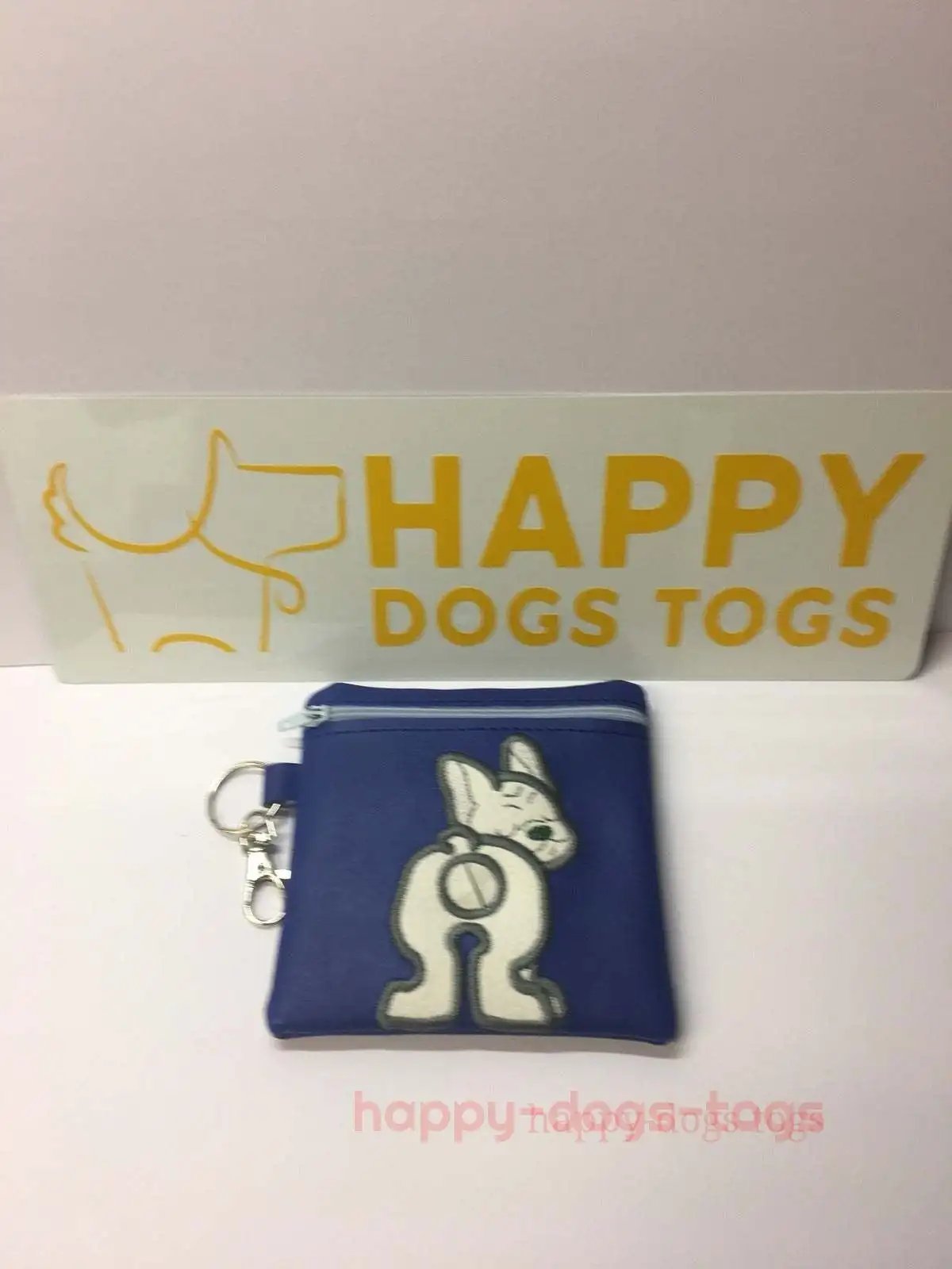 Embroidered Navy Blue French Bulldog  poo bag dispenser