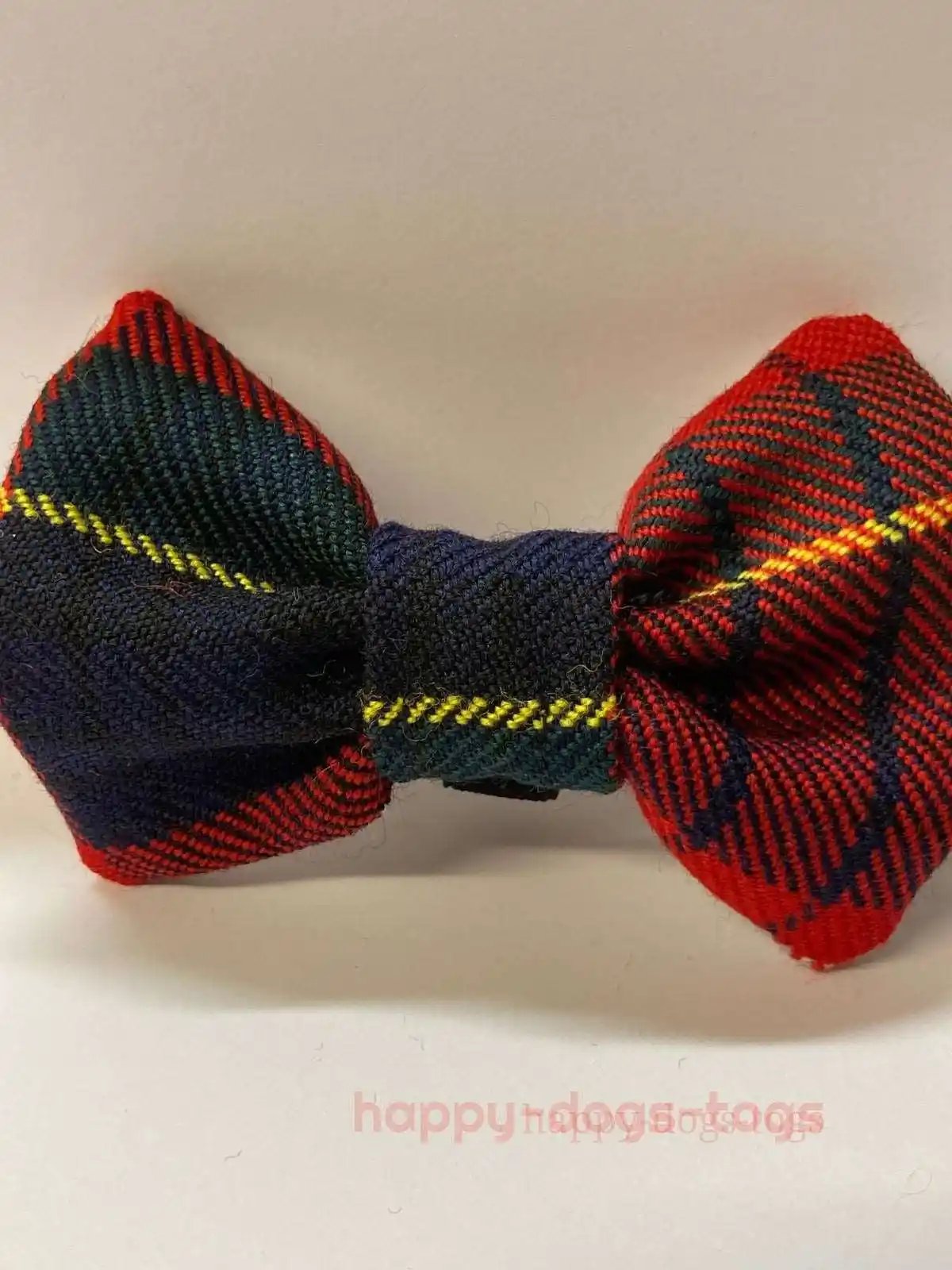 Medium Tartan Dog bow tie in Red, Black and Yellow