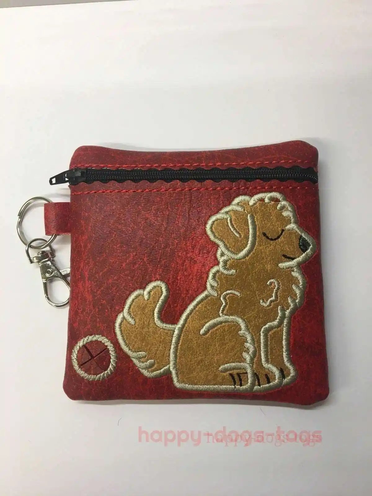 Red Goldendoodle embroidered Dog poo bag dispenser