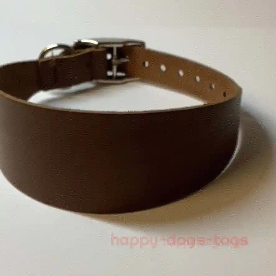 Brown Real leather Greyhound Collar Medium Size