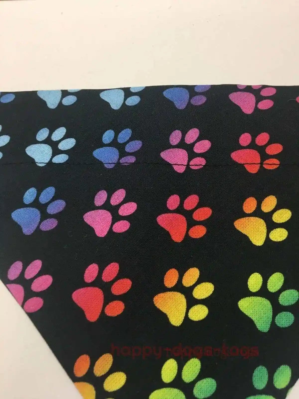 Black multi colour pawprint Dog bandana