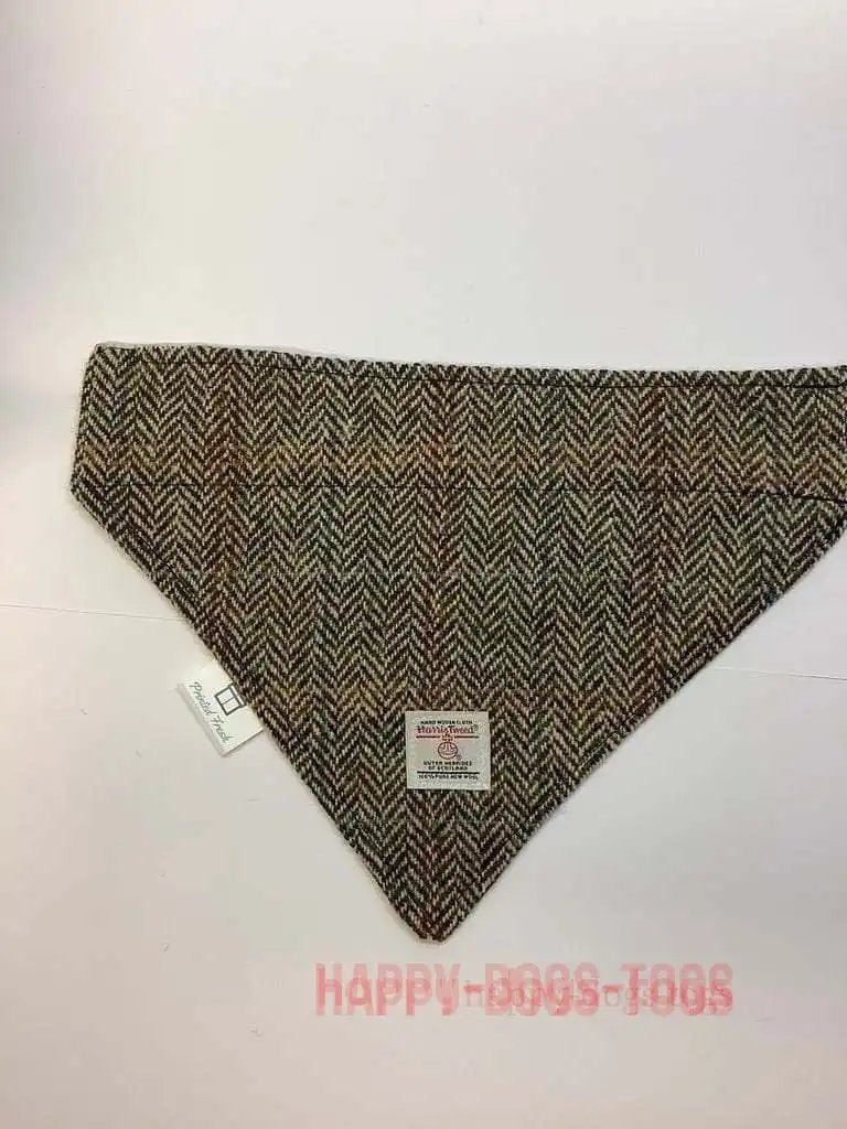 Brown and Fawn Harris tweed dog bandana
