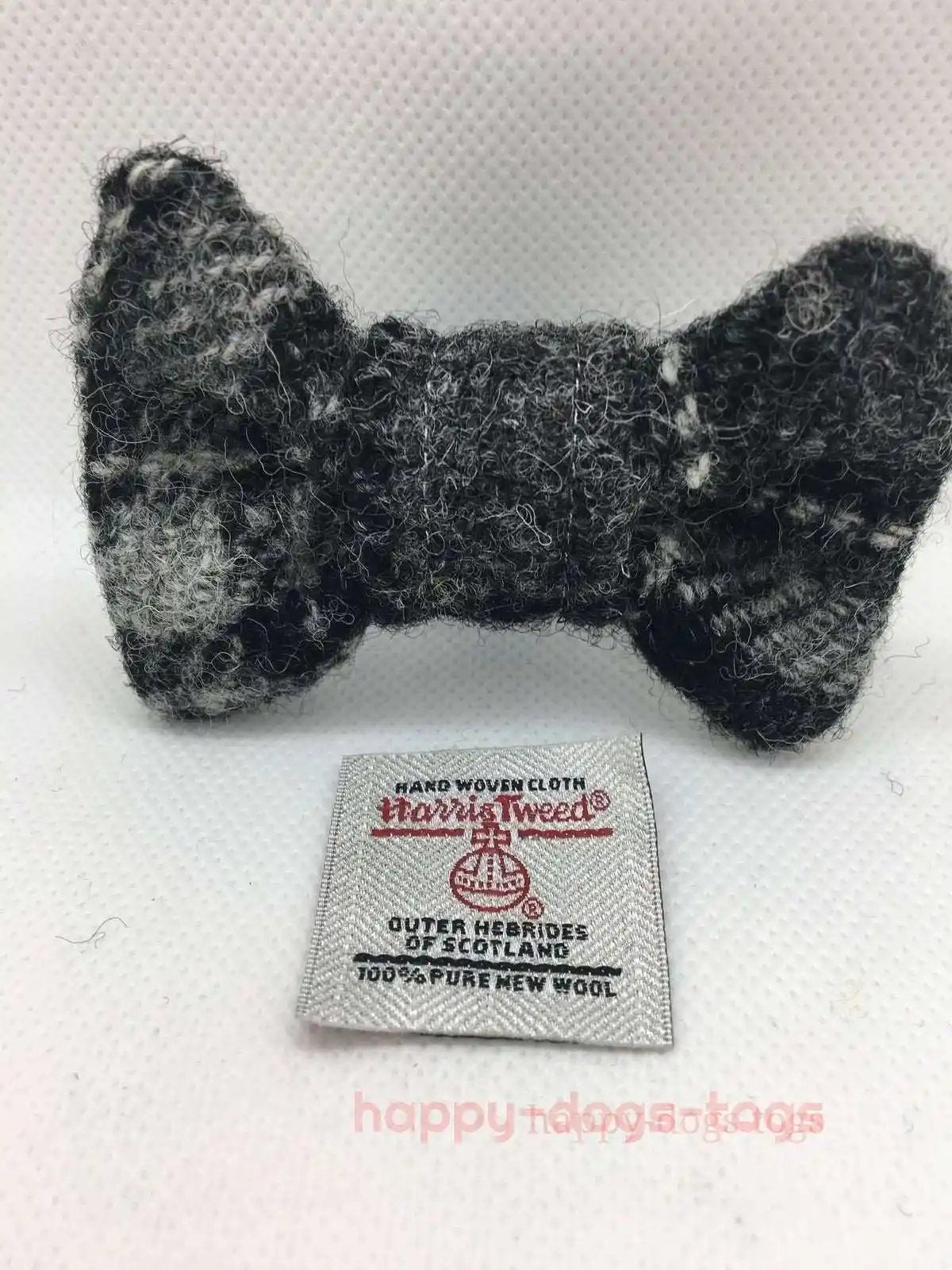 Harris Tweed Dog  bow tie, Black, Grey Check