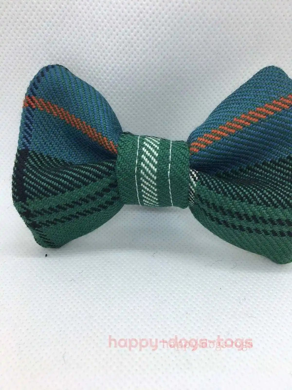 Green, Blue and Black Tartan Dog bow Tie
