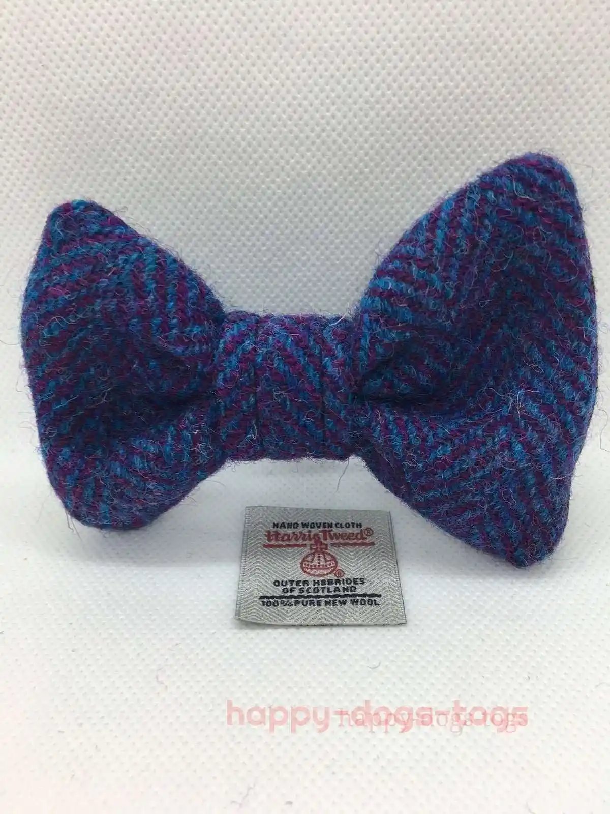 Harris tweed dog bow tie Blue, Purple
