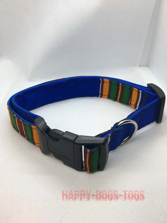 Large Blue, Green, Yellow pattern dog collar
