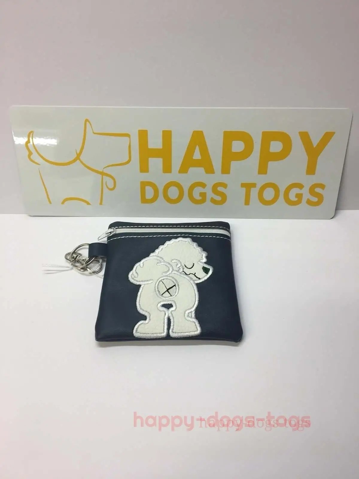 Navy Blue Bichon Frise Dog poo bag holder