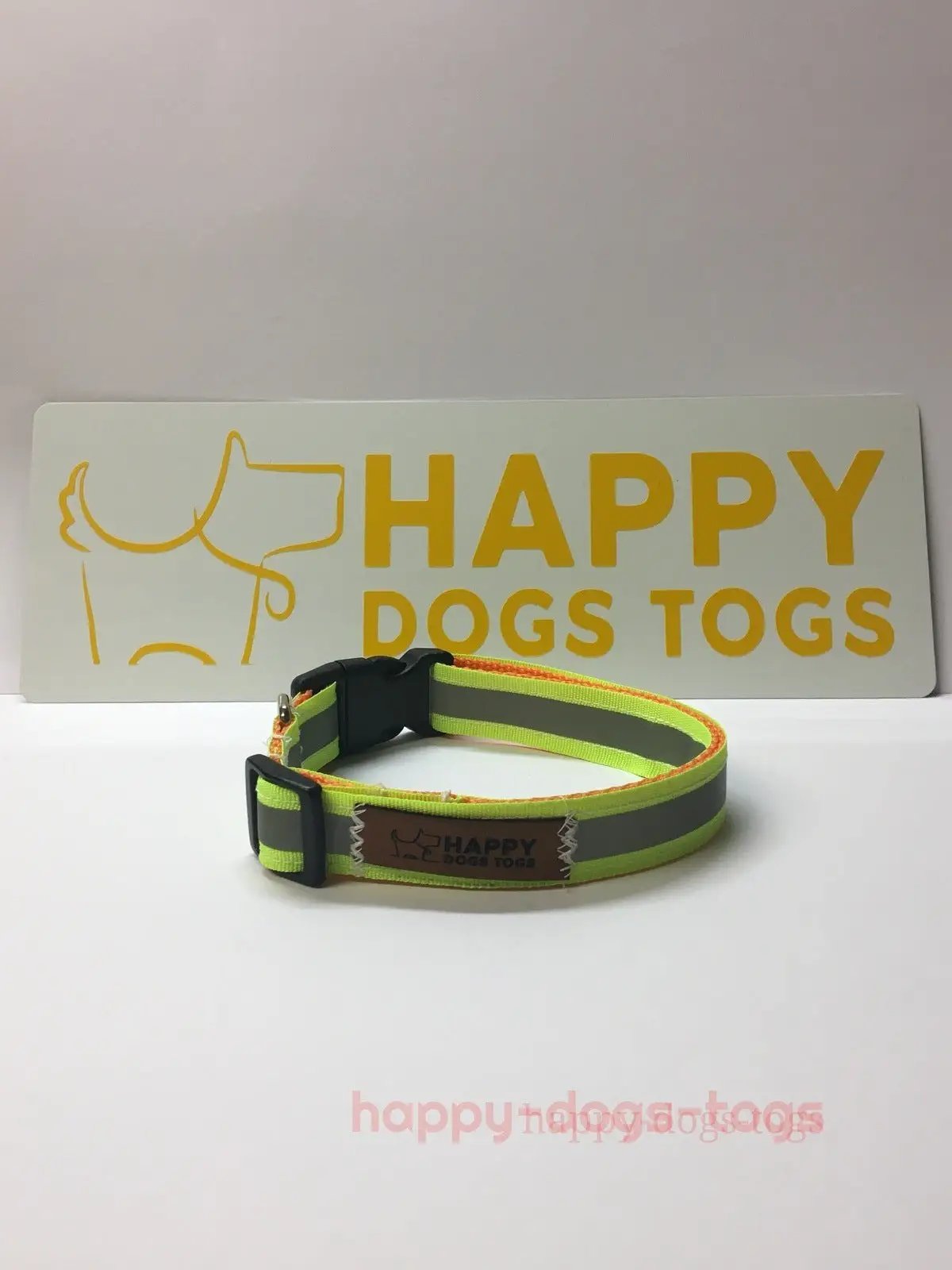 Medium size  Flourescent Yellow reflective safety dog collar  size