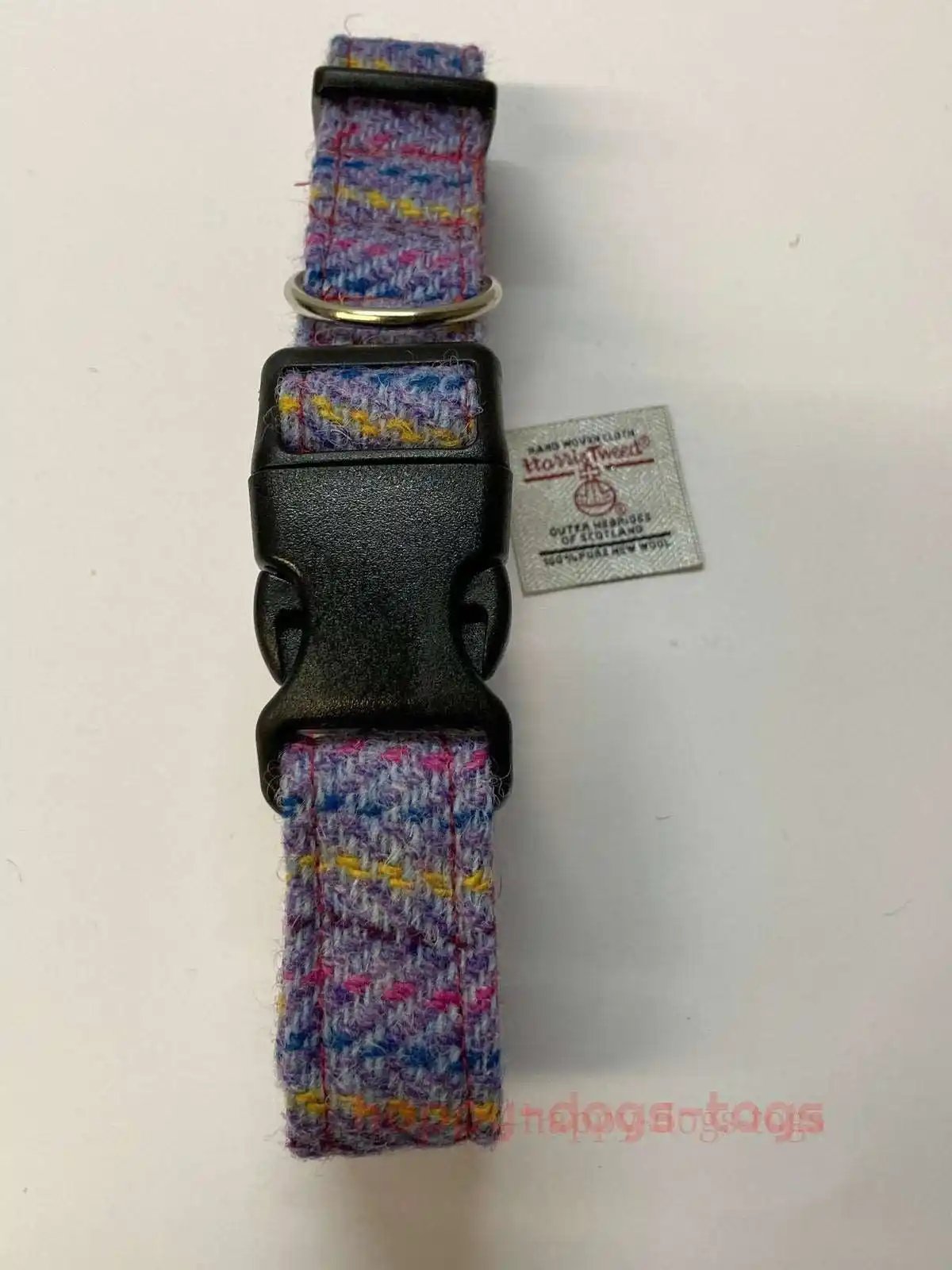 Harris Tweed Dog Collar, Lilac Pastel Stripe