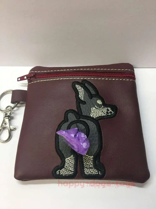 Burgundy Embroidered Doberman Dog poo bag dispenser