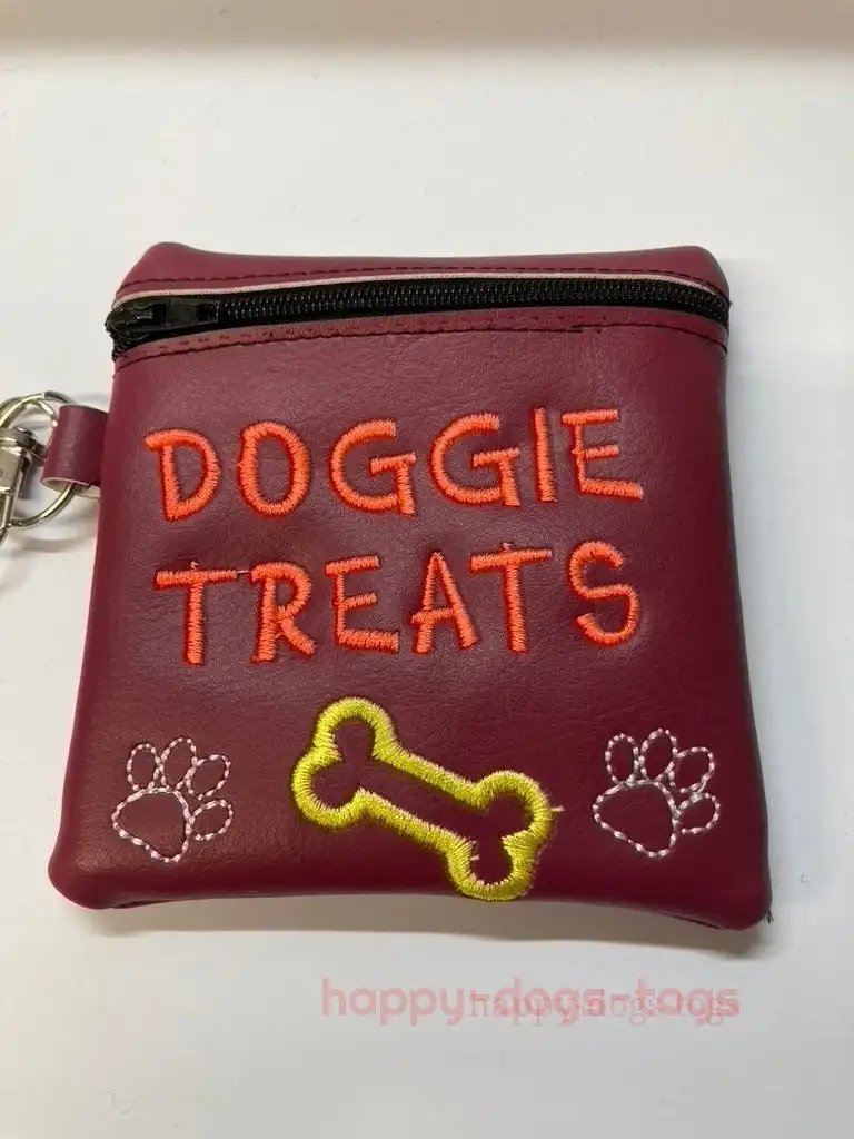 Burgundy Embroidered  Doggie Treat Bag