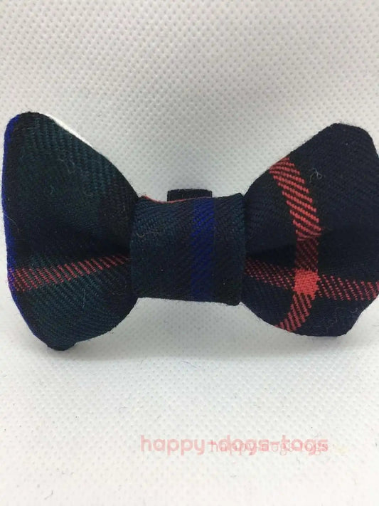 Small Green , Black and Red  Tartan bow tie for your dog.