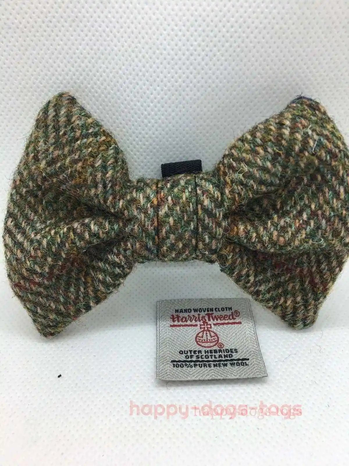 Green, Brown Harris Tweed Dog Bow Tie, Med