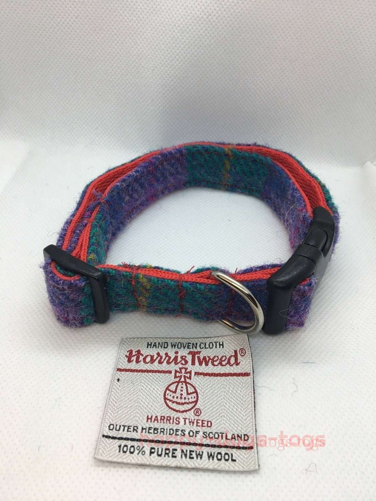 Harris Tweed Dog Collar, Green and Purple