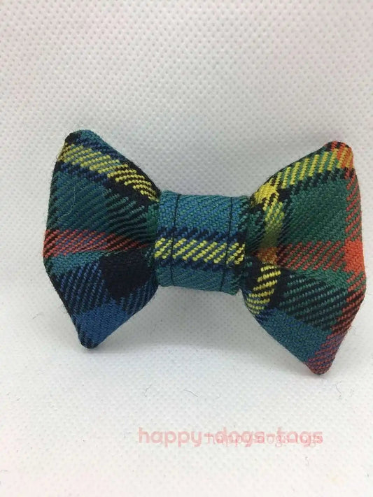 Small Green Multi Tartan bow tie for your dog.
