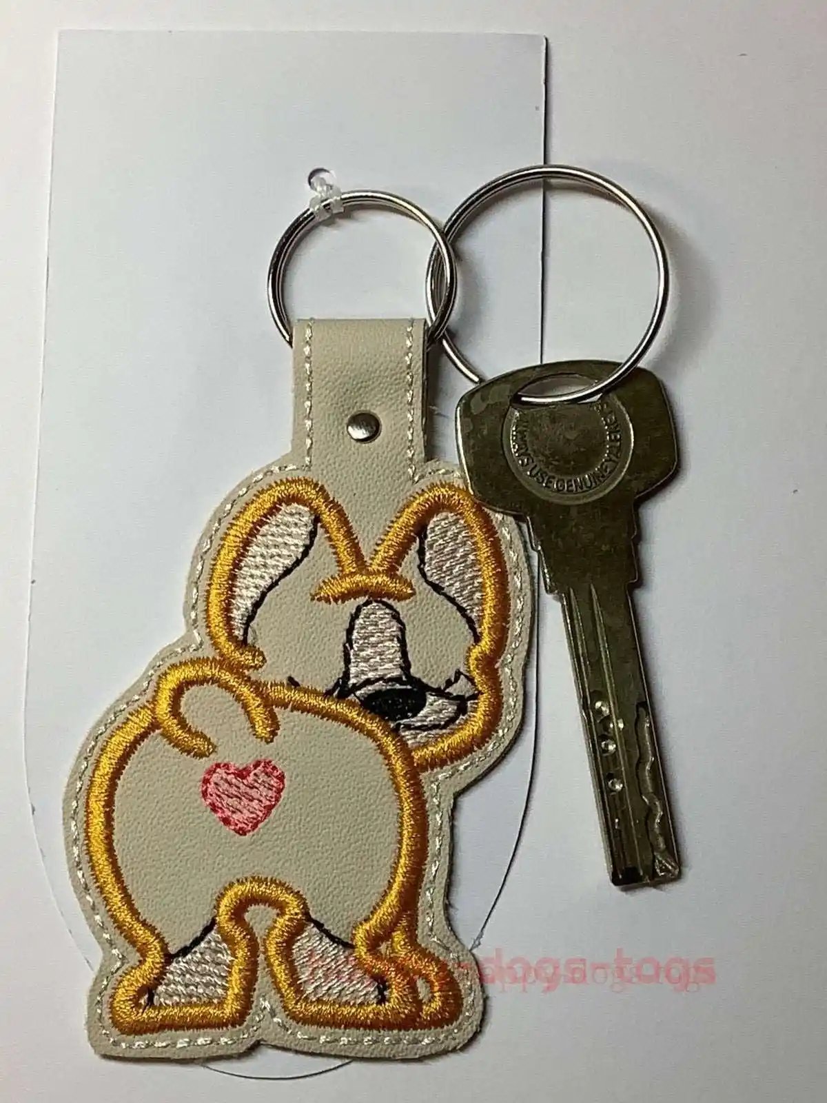 Embroidered French bulldog Key ring
