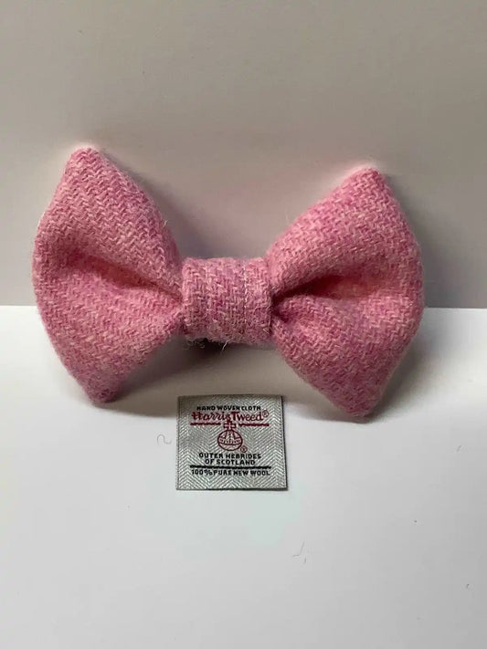 Harris tweed dog bow tie, Pink, Medium