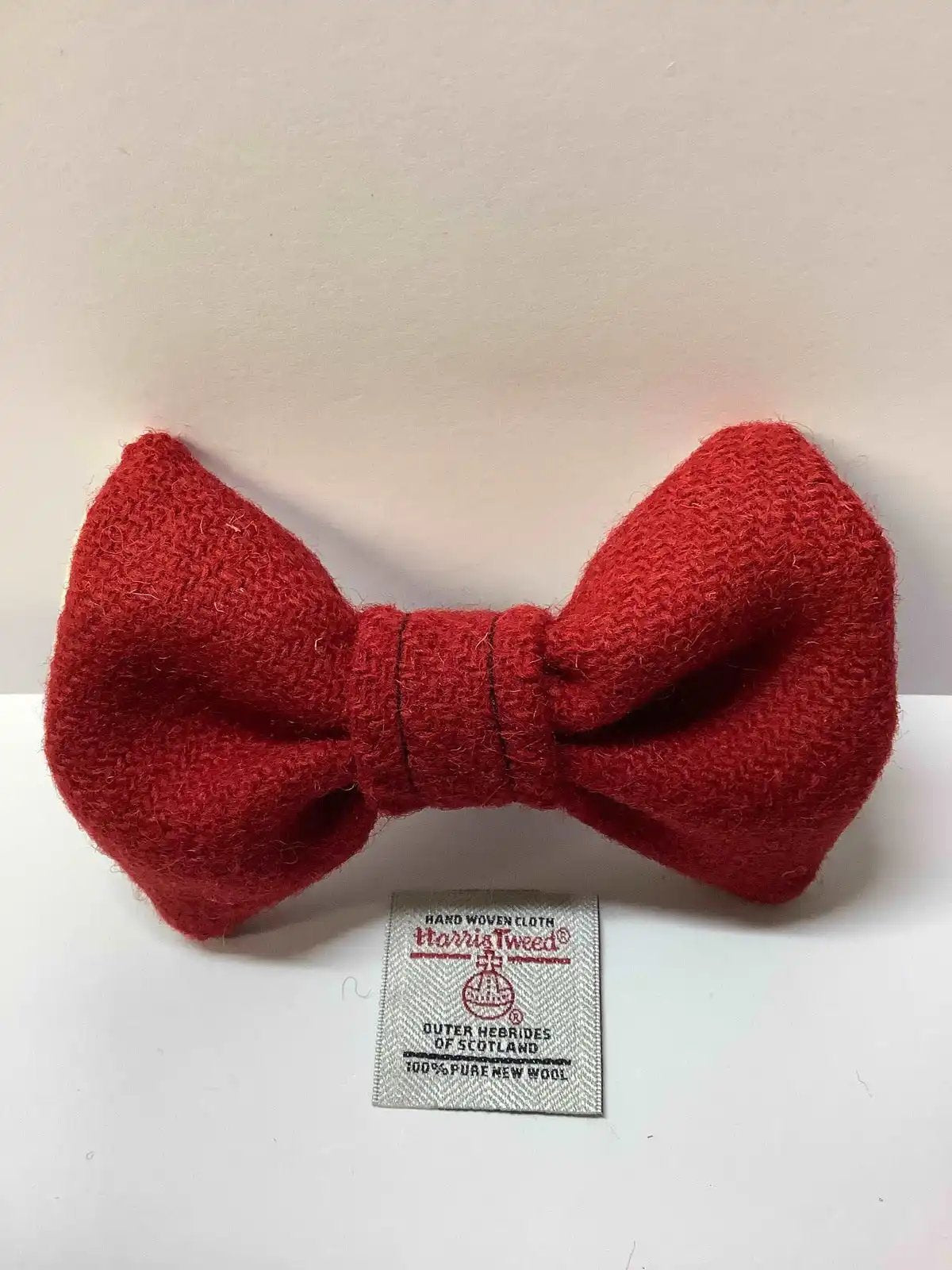 Harris tweed dog bow tie, Red, Medium