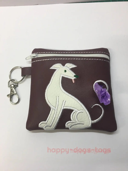 Lurcher Greyhound Embroidered Dog poo bag dispenser