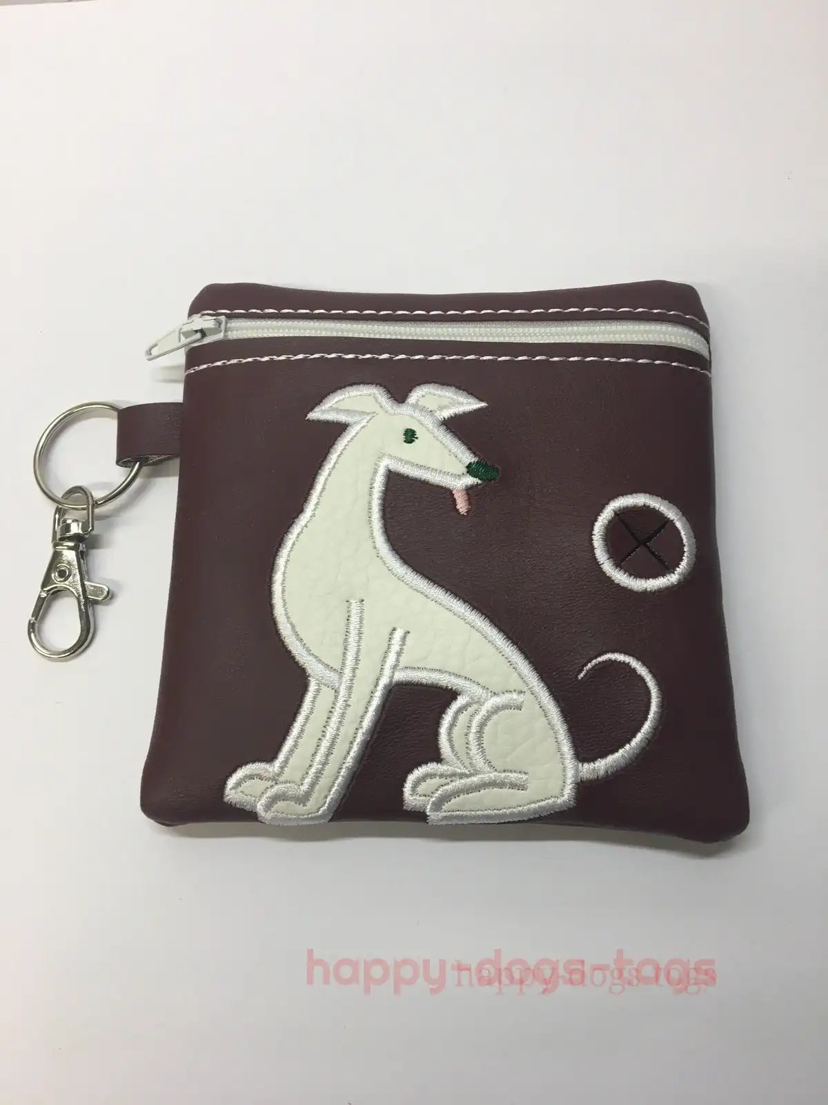 Embroidered Lurcher / Greyhound poo bag dispenser