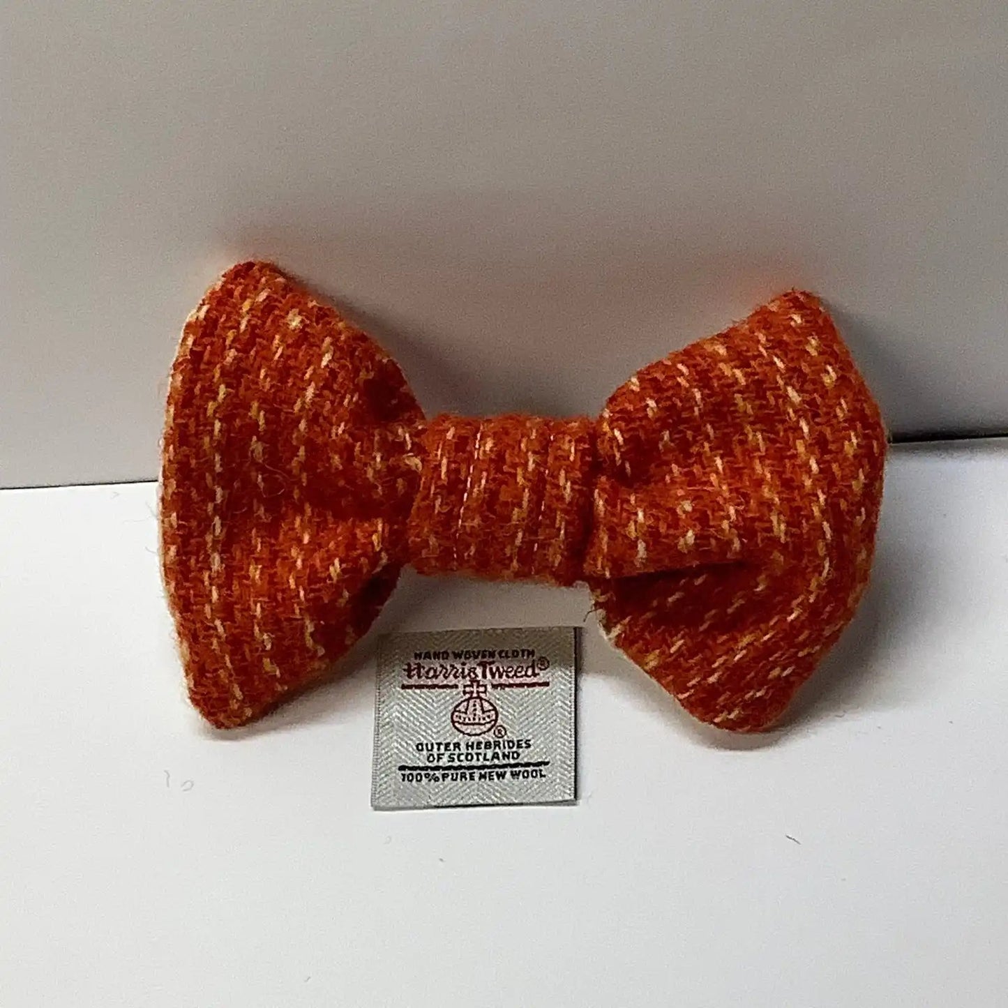 Harris tweed dog bow tie, Orange and yellow stripe, Medium size