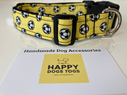 Yellow with footballs dog collar  size L